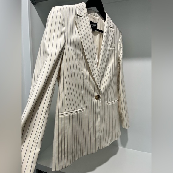 J. CREW Collection classic blazer ivory pinstripe Italian wool Sz 2 NWT $375 - Picture 6 of 16